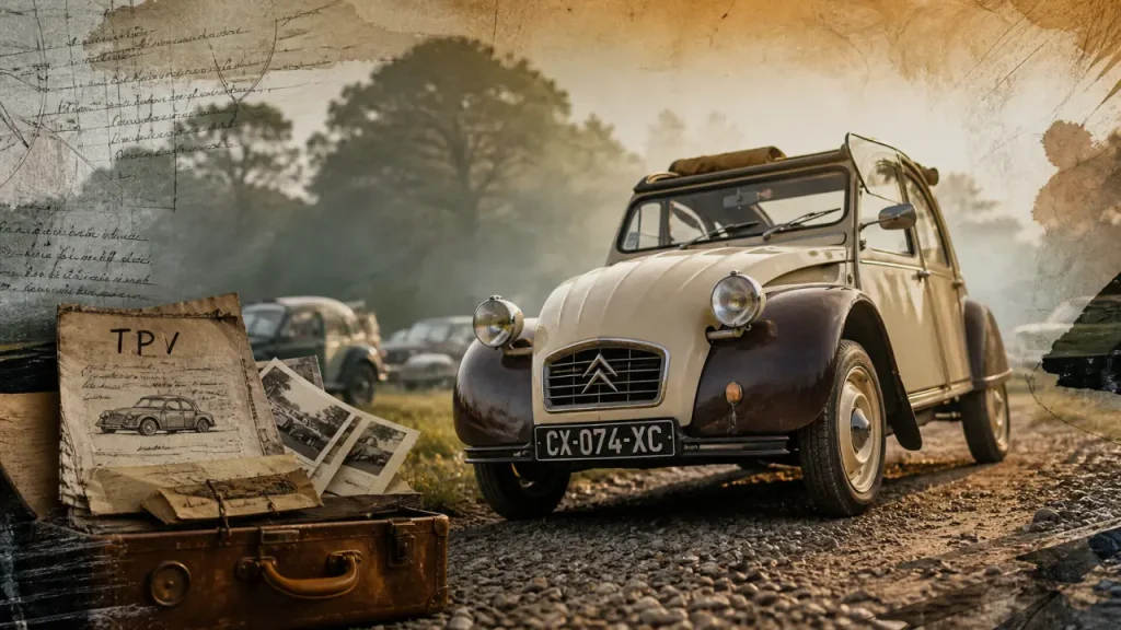 Citroën 2CV sur chemin, projet TPV et pièges à l’achat