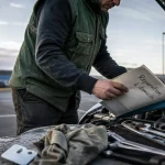 Réparation voiture à domicile : mécanicien mobile ouvre le capot