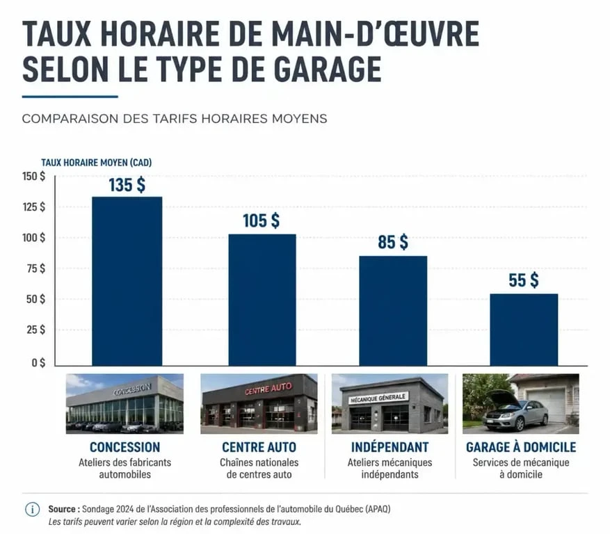 Comparatif des tarifs de main d'œuvre par type de garage pour optimiser son budget mobilité