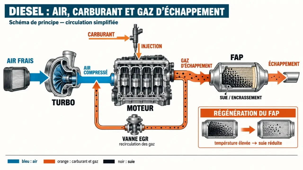 Entretien voiture diesel : fonctionnement du FAP, de la vanne EGR, du turbo et de l’injection