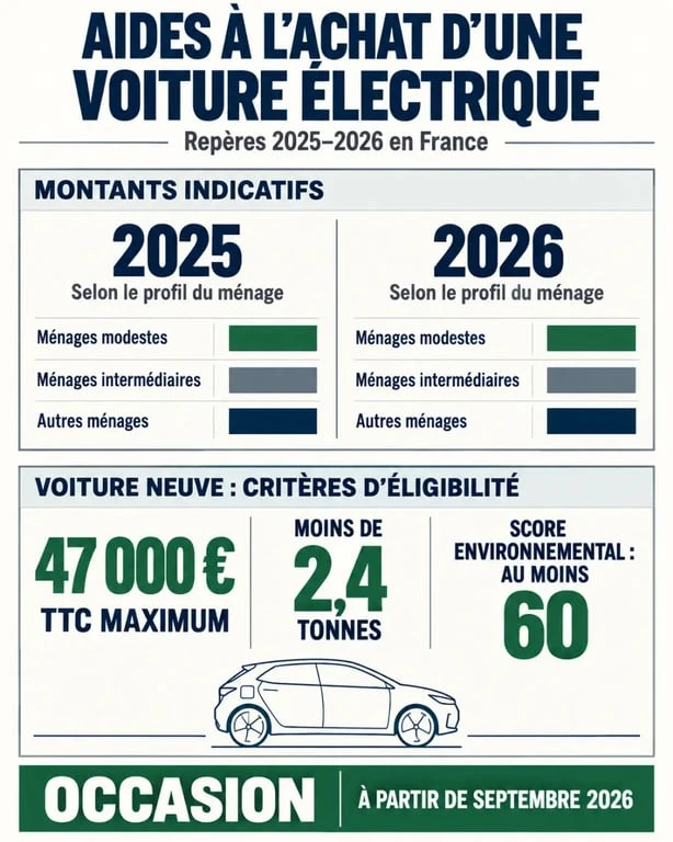 Aide pour achat voiture électrique : montants et critères d'éligibilité en France