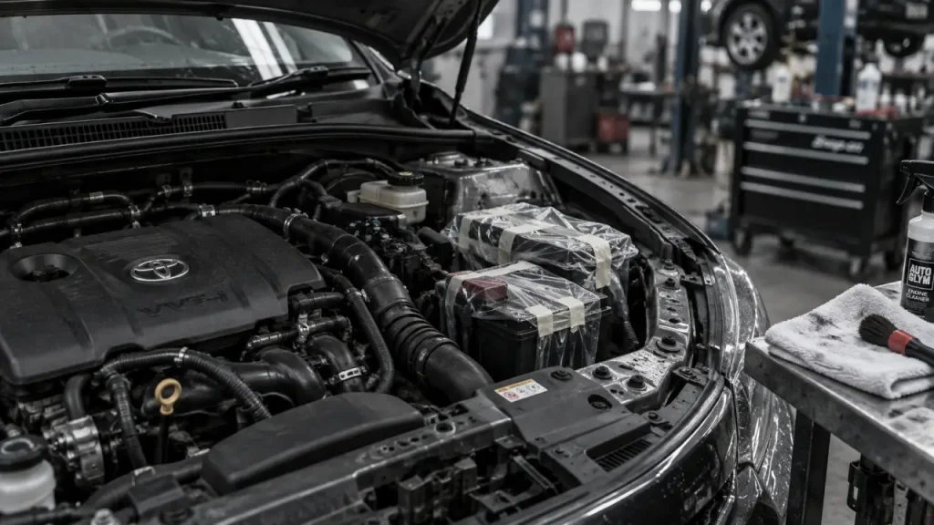 Nettoyage voiture moteur : câbles et connecteurs protégés contre l’eau