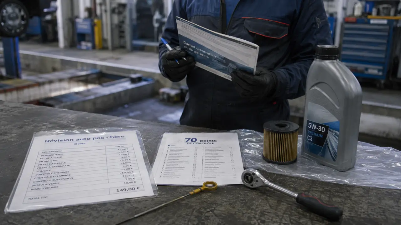 Revision auto pas cher : checklist 70 points et devis en atelier