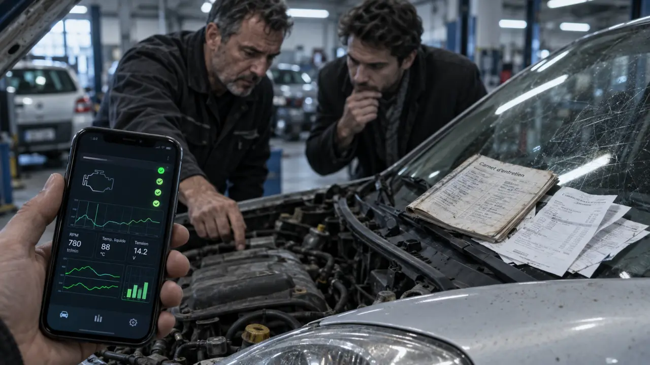 Voiture fiable essence : carnet d’entretien et diagnostic OBD sur parking garage