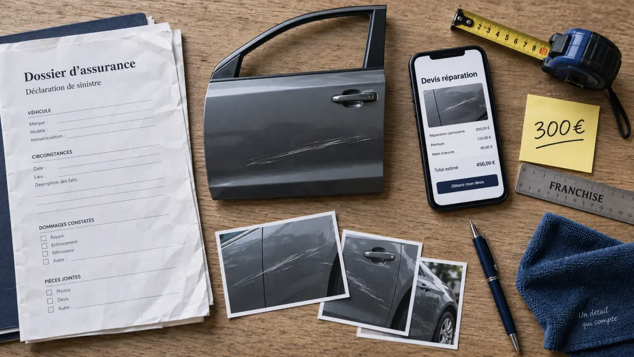 Voiture rayée assurance : franchise 300 € et devis réparation